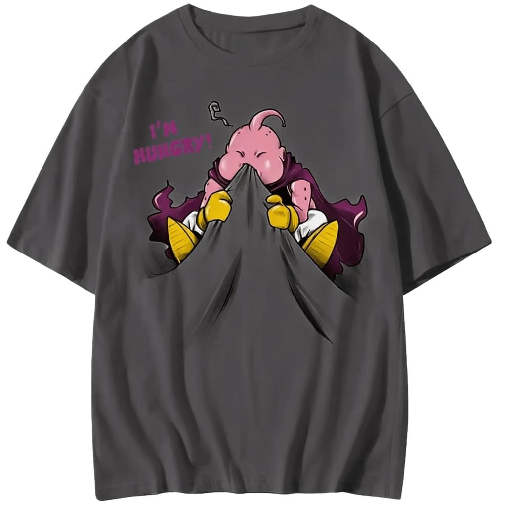 2026 Summer Dragon Ball Majin Buu Vintage Anime Tshirt Unisexs Pure Cotton Casual Loose Sports Daily Top