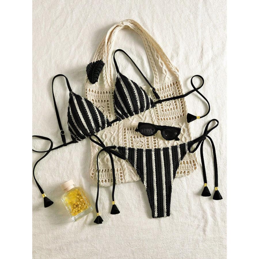 Set Bikini Costume da Bagno da Donna Multicolore Tessuto Reversibile Laccetti Laterali Costume da Bagno 0881