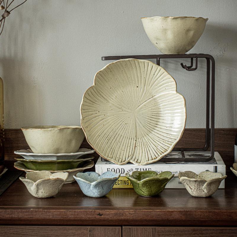 Restauracja Celebryty Internetowej Japoński Retro Zestaw Stołowy z Grubej Ceramiki Ceramiczny Talerz Domowy Talerz Hotelowy Zestaw Talerzy