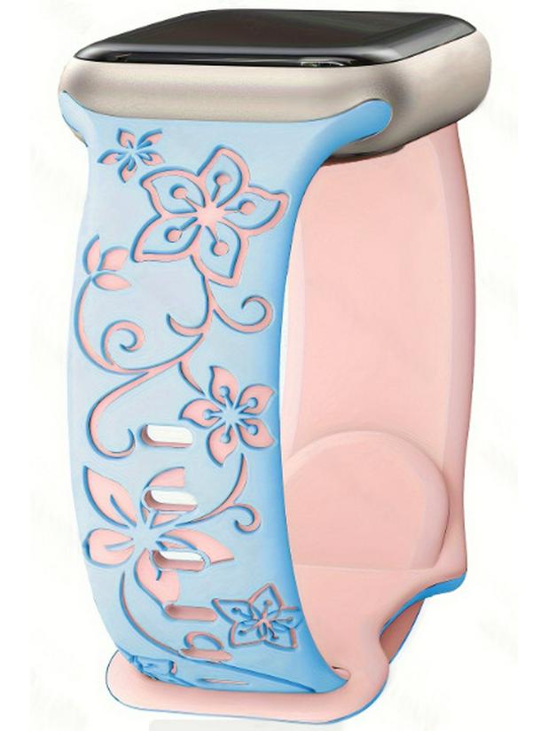 

Совместимый с Apple силиконовый ремешок для часов с цветочной гравировкой для iWatch 42/44/45/49 mm