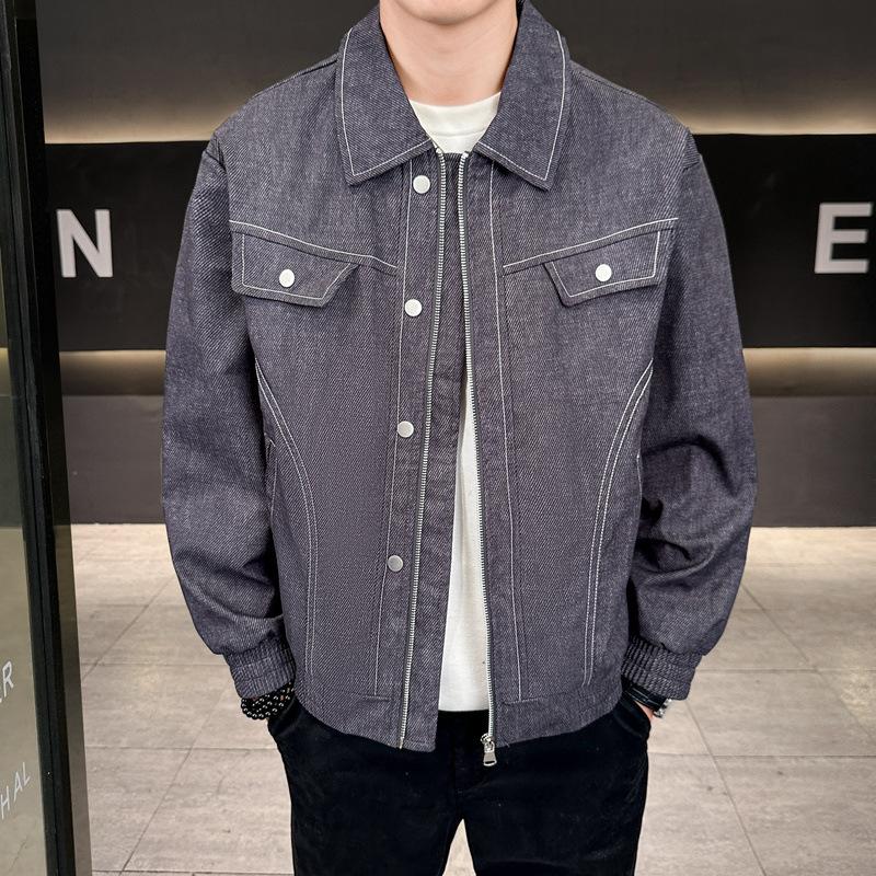 

Осенняя Новая Куртка Мужская Лацкан Персонализированная Печать Плюс Толстый 4XL чёрный