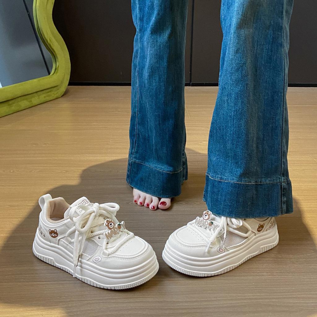 Fashion 2025 New Spring Comfortable Breathable Mesh Shoes Korean Version Students Sports Versatile Casual Shoes Platform Sneakers Women