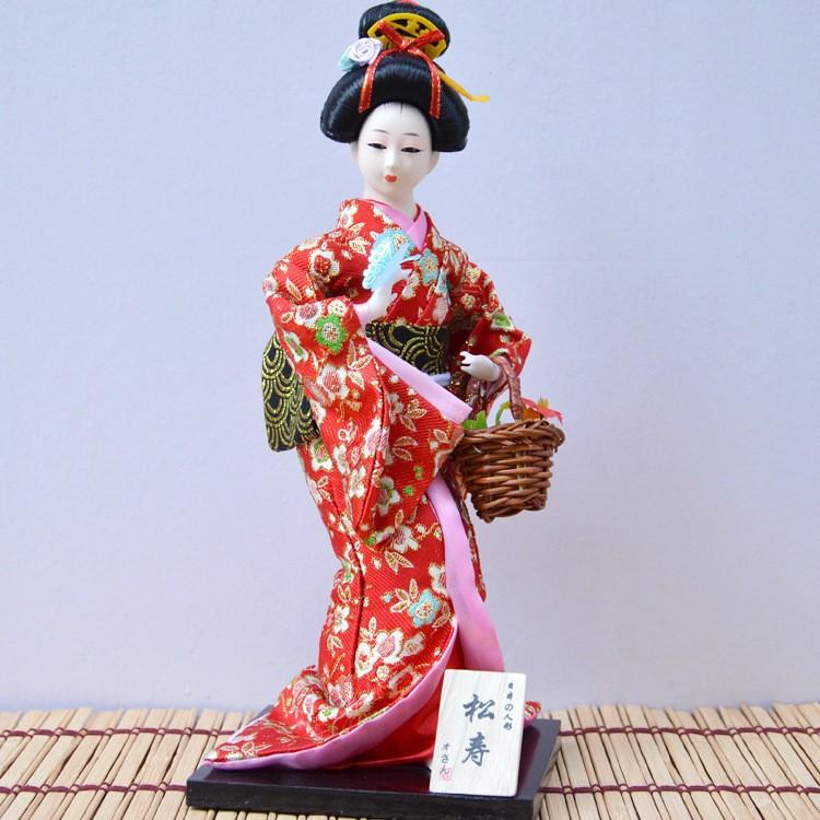 12 Inch Japanese Geisha Kimono Doll, Traditional Maiko Figurine for Sushi Bar Decor & Oriental Home Accent, Artisan Gift