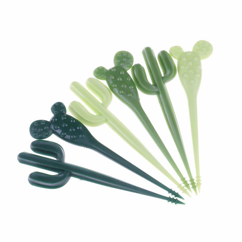 6Pcs/Pack Cactus Fruit Forks Dessert Forks Toothpick Kids Tableware Food Picks
