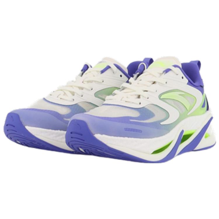 Anta Cushioning Slip Resistant Abrasion Resistant Low Top Running Shoes Men's White Purple Green 112225596-5