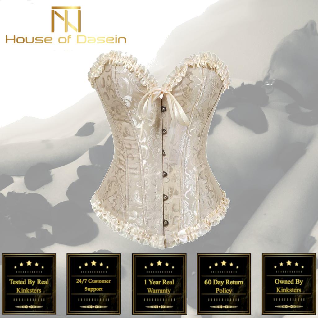 Ivory Cream Frill Corset Erotic Lingerie Fetish Corsets