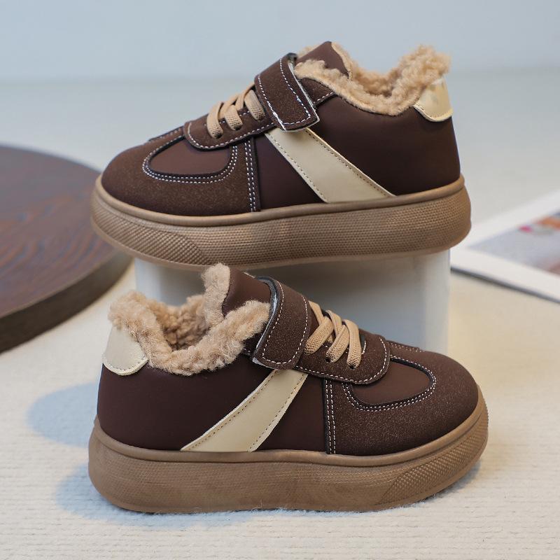 Kids Winter Warm Footwear Fleece Sneakers Cotton Shoes for Boys Waterproof Lamb Wool Snow Boots for Girls