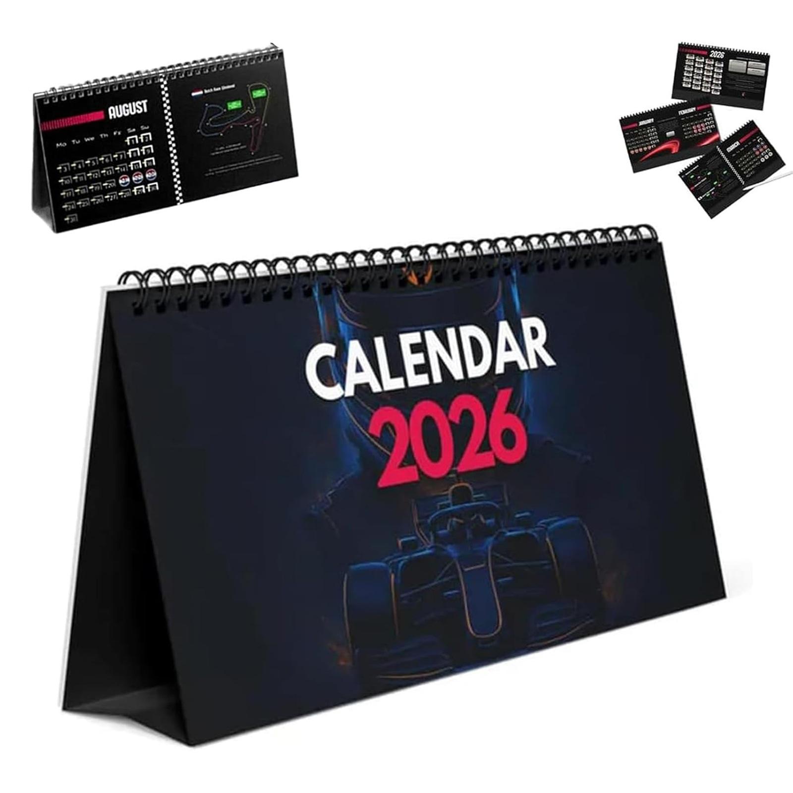 

Настольный календарь на 2026 год, Гоночный адвент-календарь на 2026 год, Настольный календарь с дизайном гоночной трассы, Ежемесячный планировщик, Настольные памятные вещи One Size