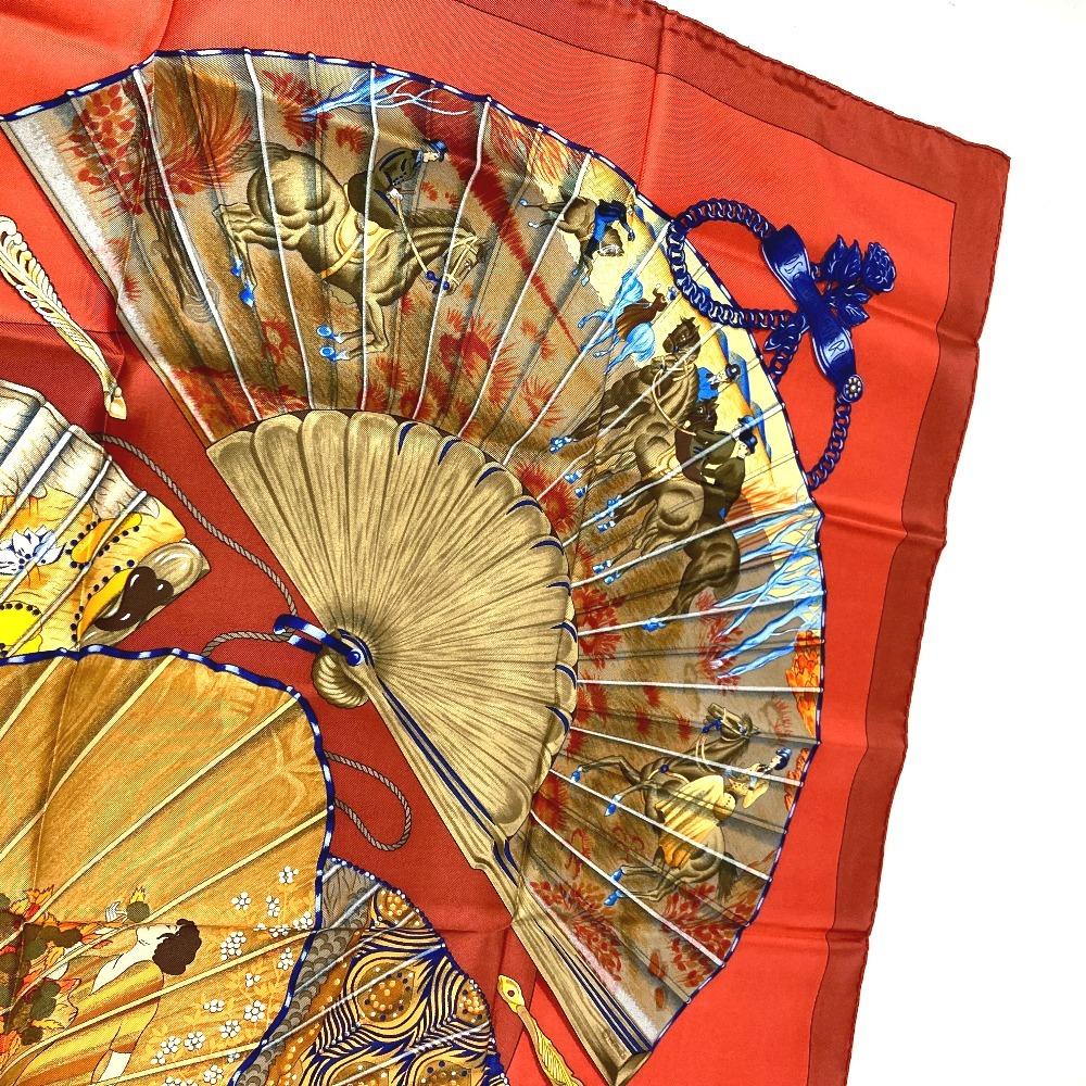 HERMES Japanese pattern fan BRISE DE CHARME Enchanting breeze Carre 90 Scarf