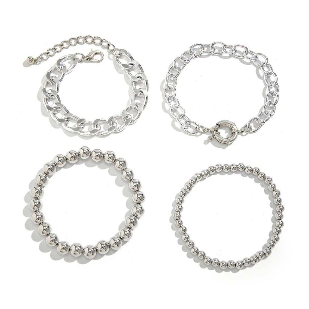 Exaggerated Punk Multi-layer Chain Stacked Jewelry Temperament Niche Geometric Ball Personalized Bracelet Bracelet