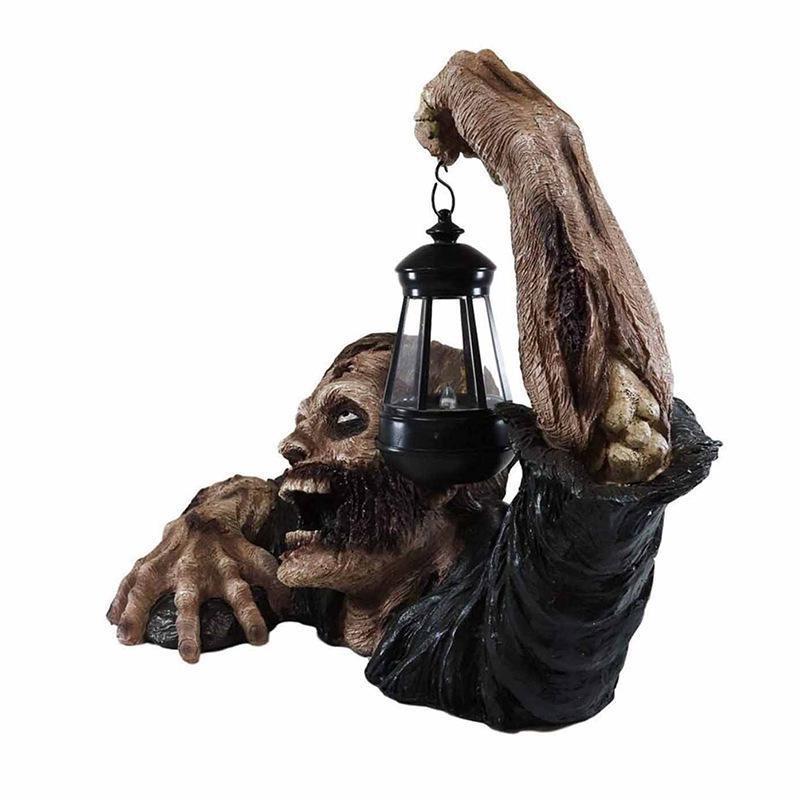 Halloween Zombie Lantern Resin Crafts Ornaments Garden Decoration Horror Sculpture Desktop Ornaments Gardening
