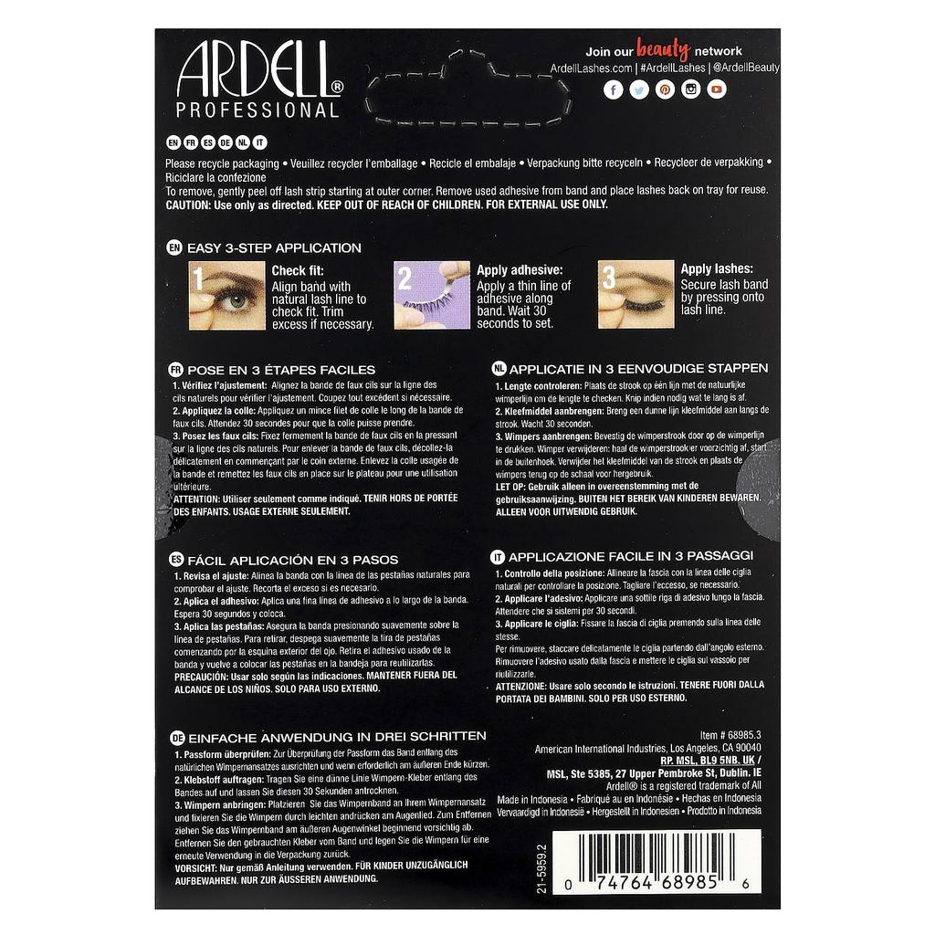 Ardell, Eyelashes, Natural, 105, 6 pairs