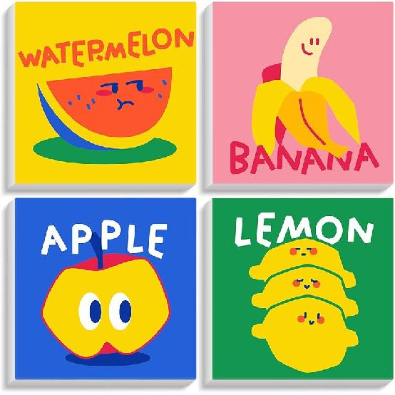 4 Pack Paint by Numbers Kit for Kids with Wooden Frame, Animals Easy Framed Paint by Numbers for Kids Age 4-8-12, DIY Simple Acrylic Oil Kids