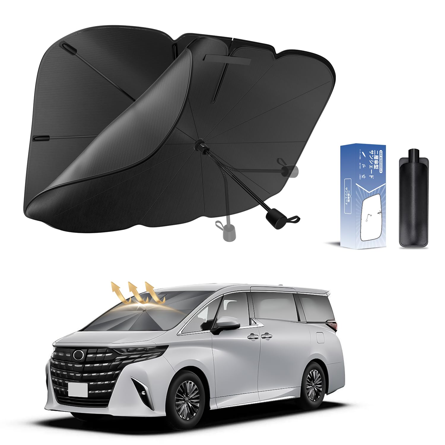 

LIMSTYLE Car Design with Hidden Ribs LIMSTYLE Car Front Sunshade with Bendable Center Light and UV Glass 10 Scratch and Scratch Compact Storage Bag серый