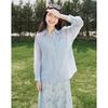 Women's Elegant Long Sleeve Shirt and Printed Midi Dress Set