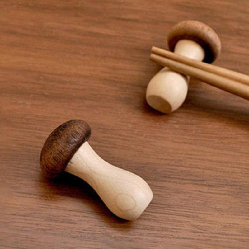 2 Pièces Support à Baguettes en Bois Champignon Mini Mignon Support à Baguettes Décoration de Maison Articles de Cuisine