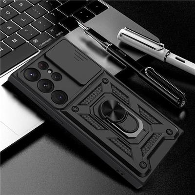 Pouzdro na telefon pro Samsung S23 Ultra Plus Slide Camera Military Shockproof Armor Cover pro Samsung Galaxy S 23 S23Ultra S23Plus Ochranné kroužkové pouzdro na objektiv