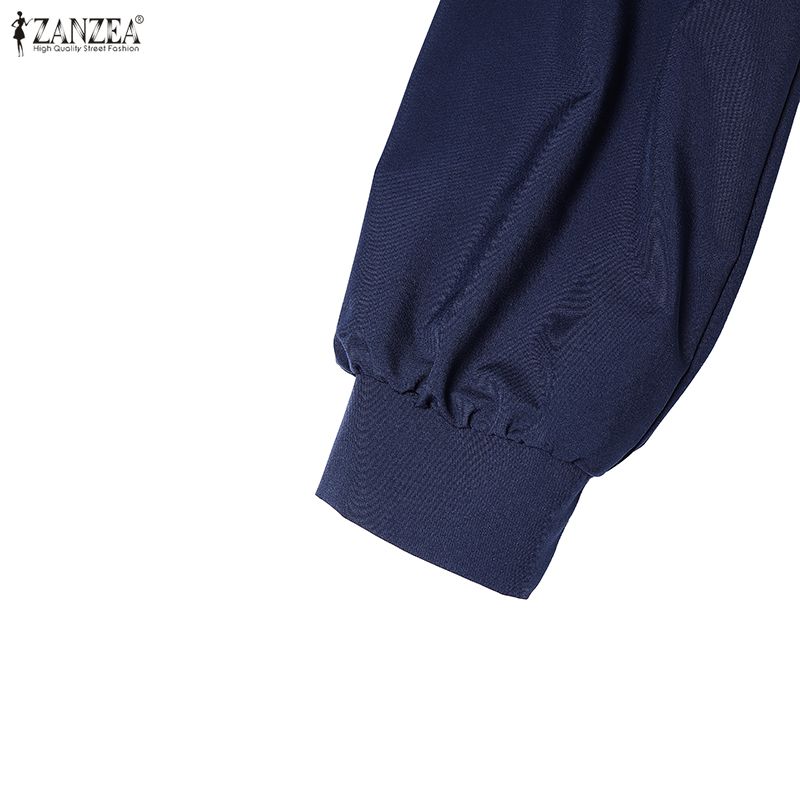 ZANZEA Tute Casual da Donna con Collo a Revers, Maniche Lunghe, Vestibilità Larga, Gamba Larga