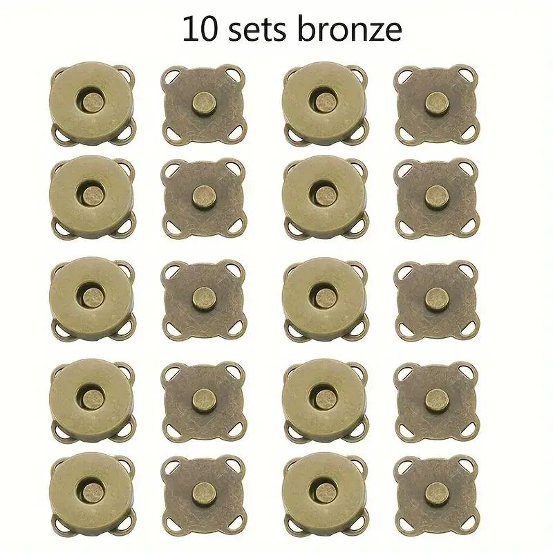 10 Sets Magnetic Snap Buttons Metal Plum Blossom Sew On Button Clasps Fasteners for Purses Handbag Clothes DIY Accessories