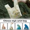 Chinese Style Knot Wrist Bag Tote Handbag Mini Portable Retro Print Japanese Women Purse Shopping Phone Key Folding Bags