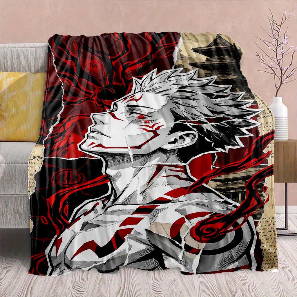 Jujutsu Kaisen Anime Flannel Blanket - Soft Warm Perfect for Sofa, Bedding Camping Travel Office Home Decor -QJY