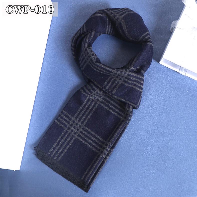 2025 Winter Men's Black Grey Plaid Imitation Cashmere Scarf