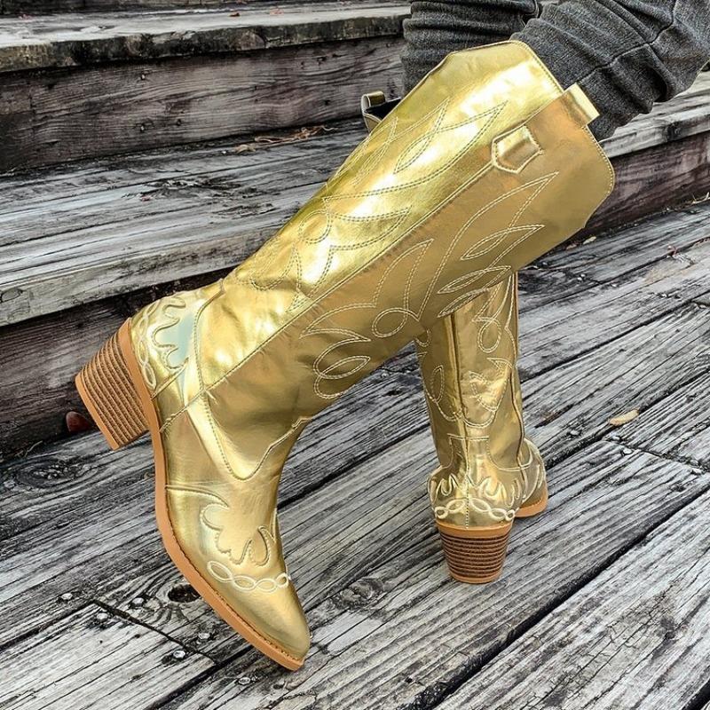 Large Size Boots for Women's Autumn and Winter New Embroidered High Boots for Women