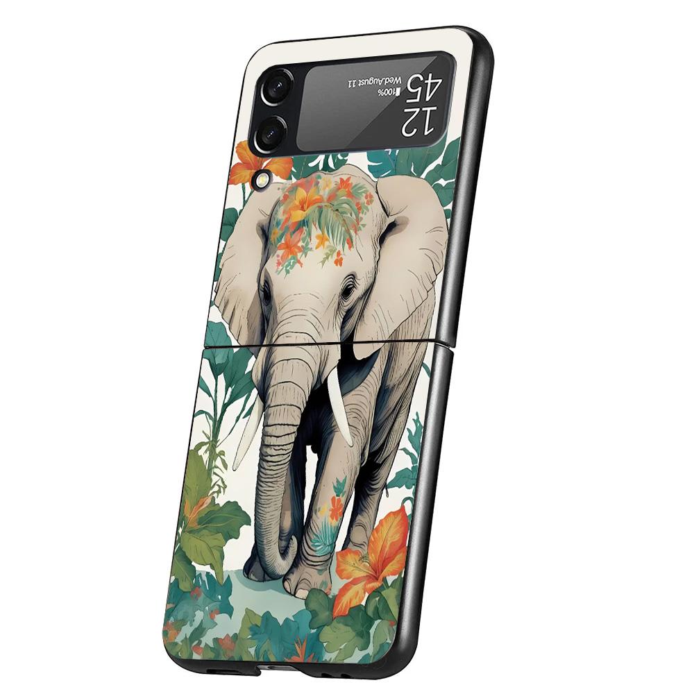 Elephant Mandala Aztec Phone Case For Samsung Galaxy Z Flip 7 6 5 4 3 5G Cover ZFlip7 ZFlip6 ZFlip4 ZFlip5 ZFlip3 Coque Fundas G