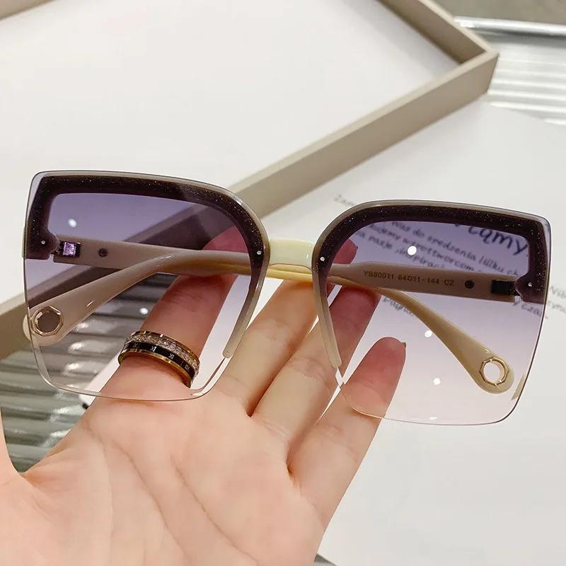 Frameless Trendy Sunglasses for European American Street Photography Instagram Style UV Resistant Box