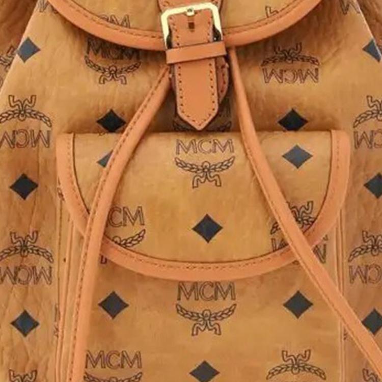 MCM Aren 24K Gold Plated Metal Accessories Letter Combination Print Coated Canvas And Spanish Calfskin Backpack Mini Unisex Backpack MWKDSTA02CO001
