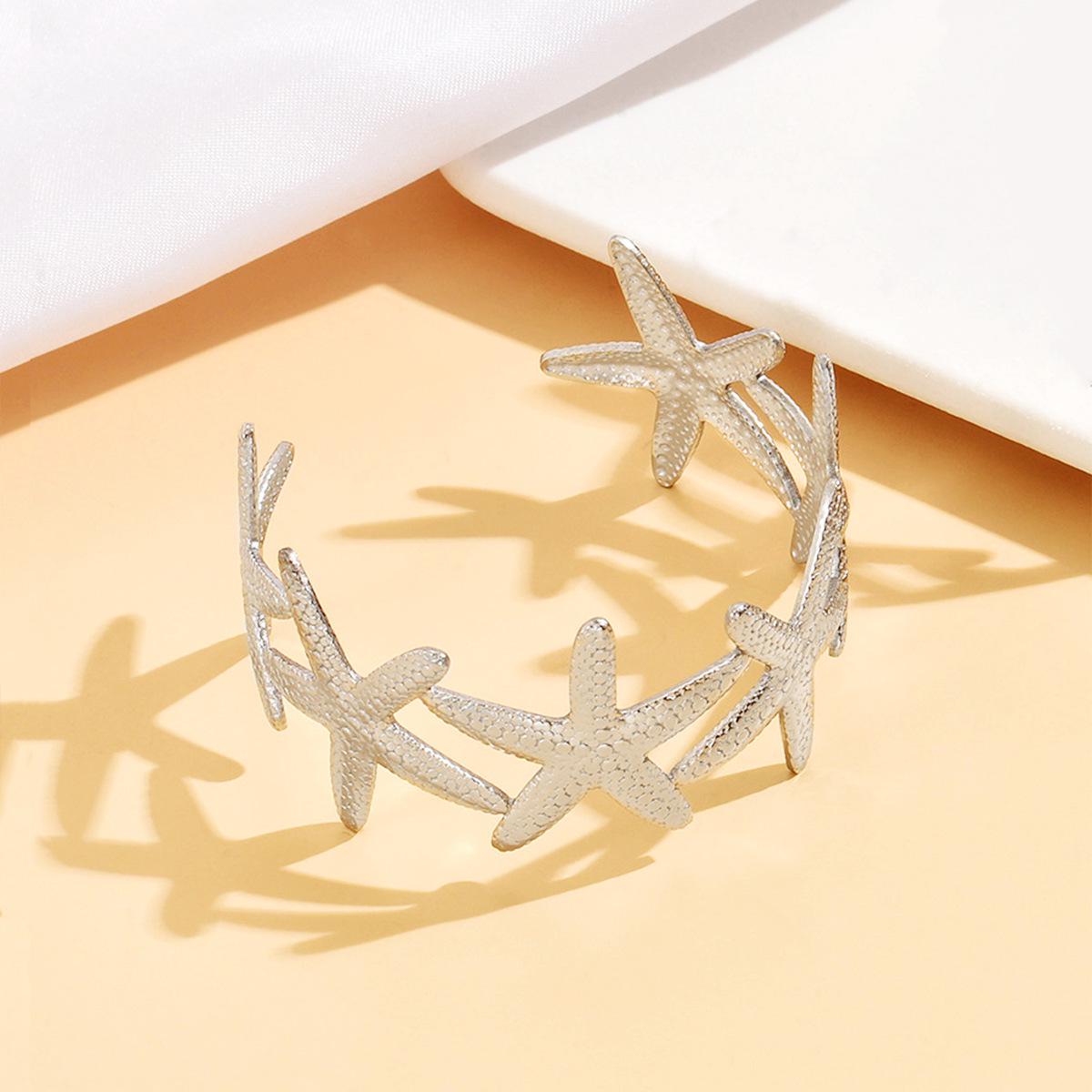 Stainless Steel Starfish Bracelet - Ocean Series, Resort Style, Vacuum Plated with 18K Gold Jewelry