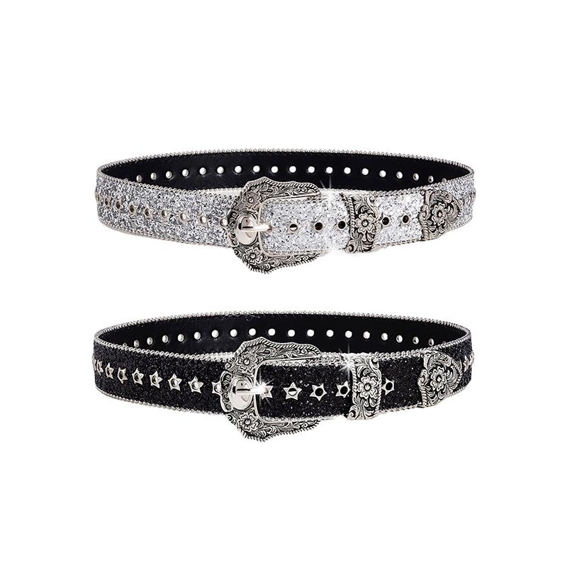 Persönlichkeits Gotische Strassgürtel Für Damen Mädchen Mode Pu Leder Gürtel Westliche Cowboy Y2K Retro Jeans Rock Dekor Gürtel
