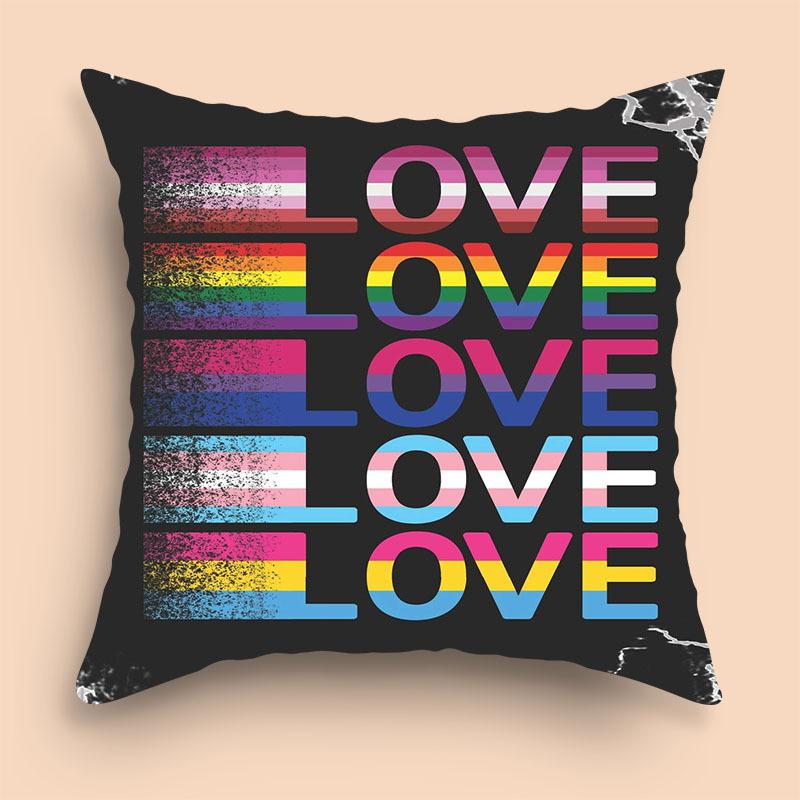Rainbow Love Couple Sweet Love Pillowcase Car Sofa Bedside Waist Cushion Cushion Cover Room Aesthetic Home Decoration 45x45cm
