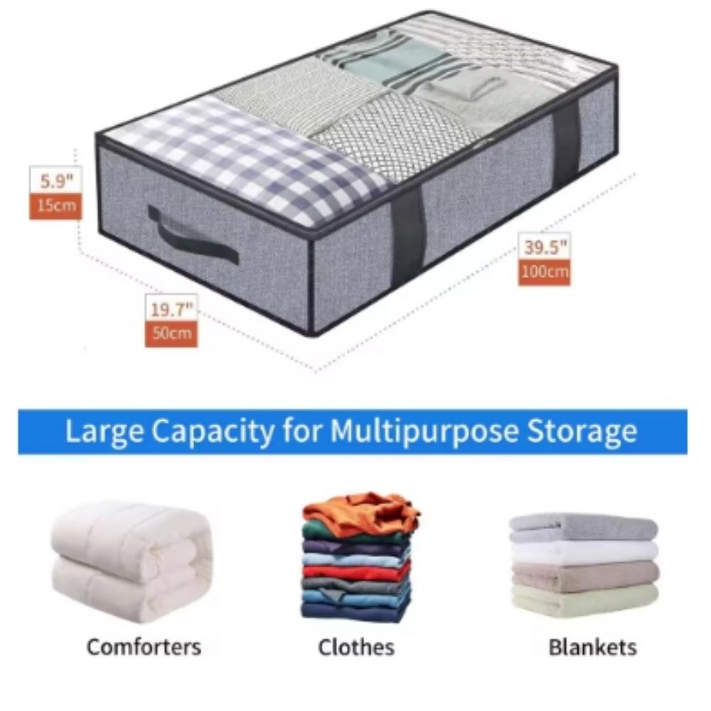 2PCS Household Bed Bottom Storage Box Collapsible Non-Woven Clothing Quilt Toy Blanket Storage Box Storage Bag