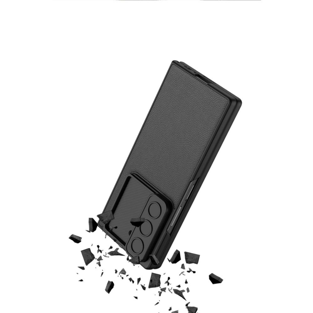 Luxury PU Leather Hard PC Shockproof Phone Cover for Samsung Galaxy Z Fold 6 5 4 Case with Screen Protector Camera Protection