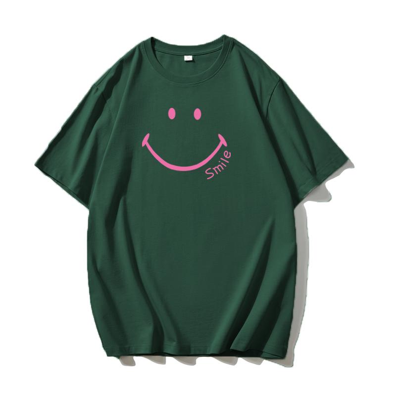 Shellsuning Smiley Gesicht Bedruckte T-shirts 2023 Sommer Neue Übergroßen Casual Oansatz Kurzarm Baumwolle Tees Weibliche Mode Alle-spiel harajuku Grundlegende Tops