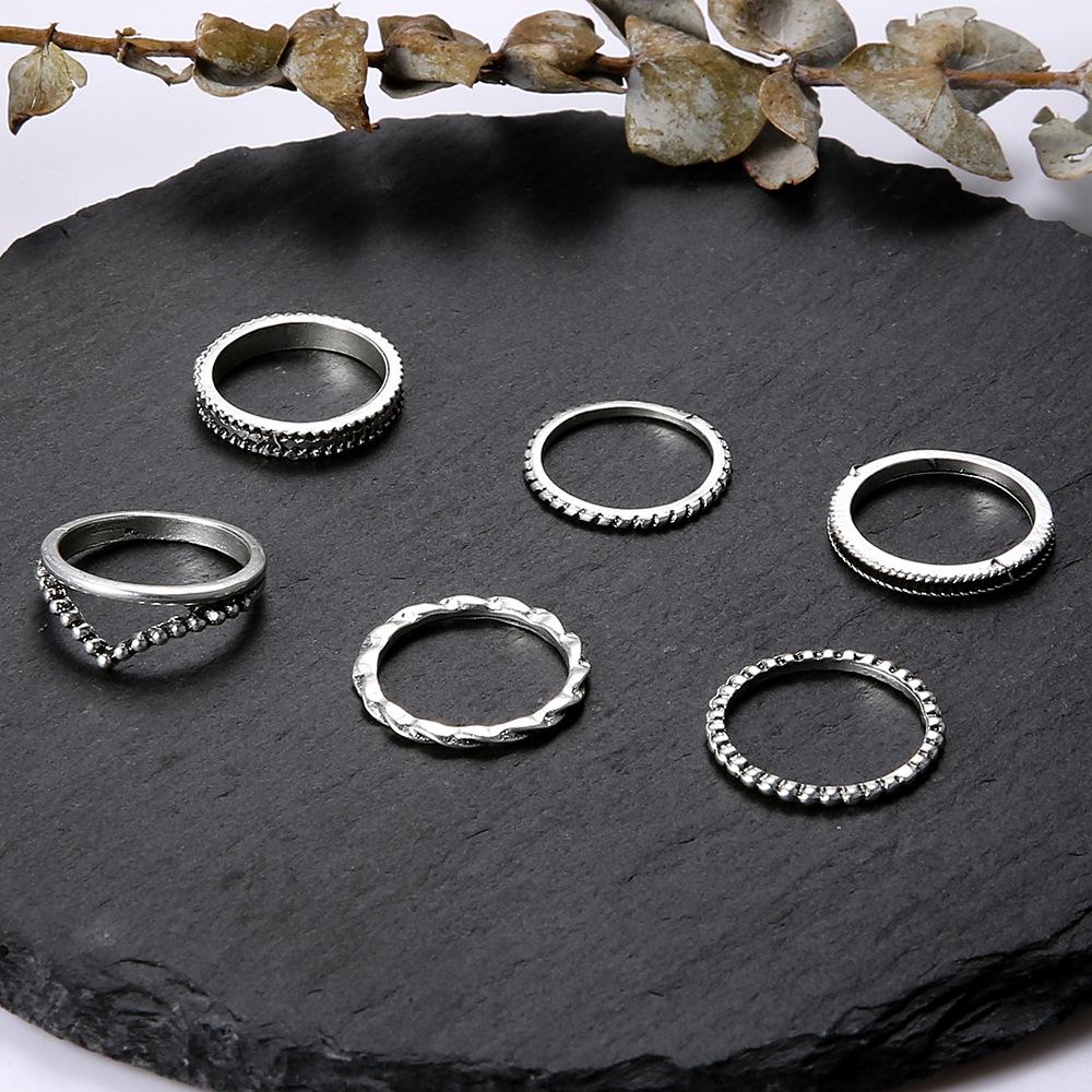 Wind Simple Plain Ring, Personalized And Creative Cold Wind 6-Piece Ring Ring Ring