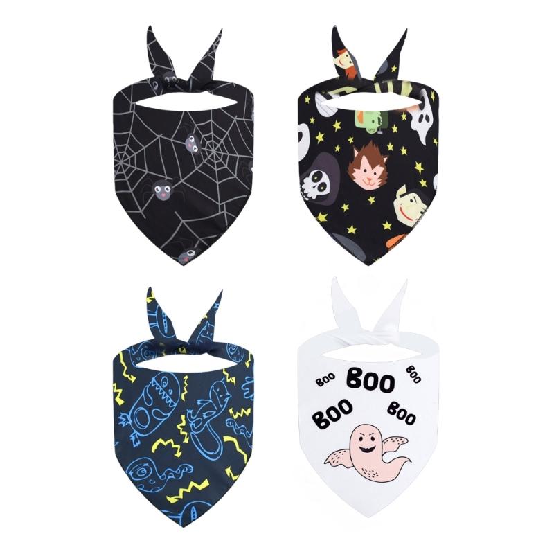 4lots Halloweens Triangular Scarf Permeable Pet Neckerchief Dog Triangles Bib for Dogs Regulable Neck
