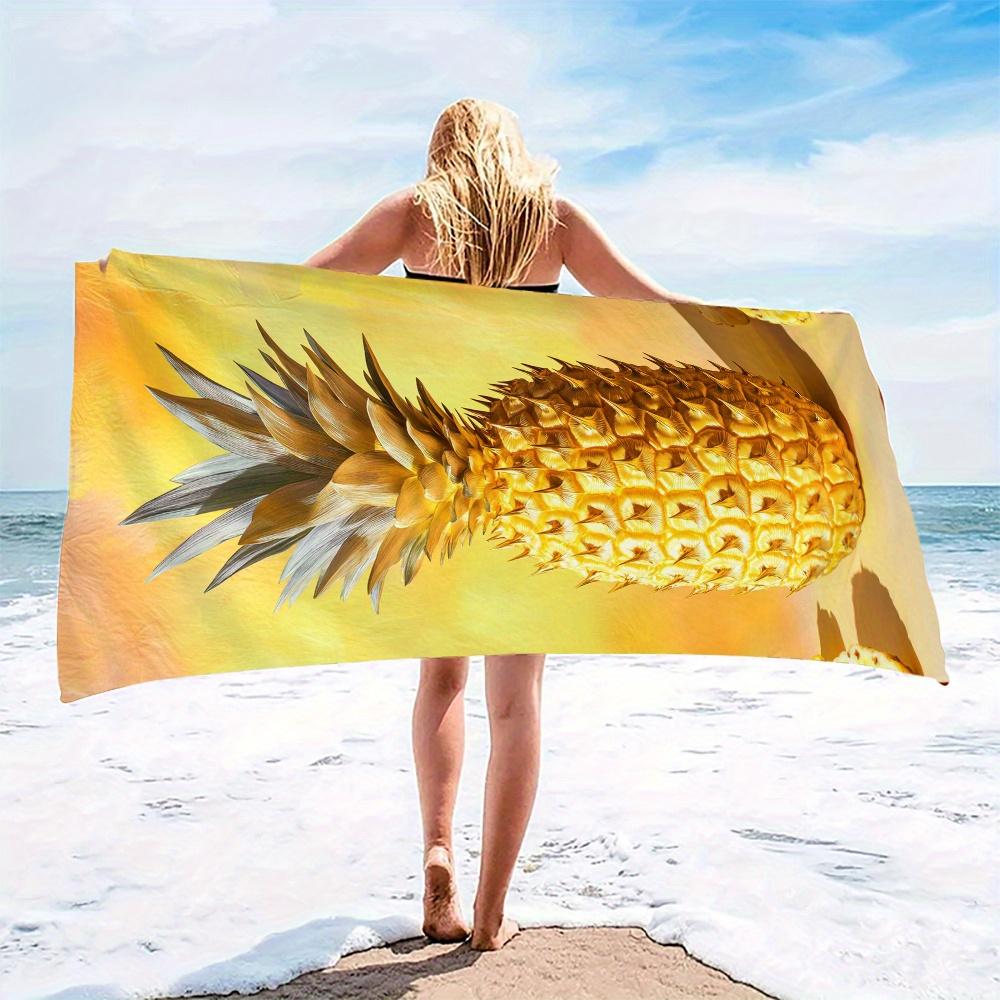 1Pc, Beach Towel, Tropical Pineapple Beach Towel - Perfect For Summer Fun And Sunbathing