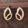 Simple Gold Color Leaf Shaped Stud Earrings for Women Fashion Zircon Jewelry Gift