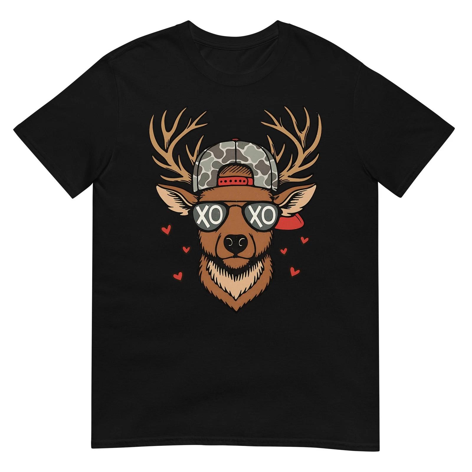 XOXO Valentine Buck Camo Deer Retro Hunting Boys Cap Men Boy T-Shirt L