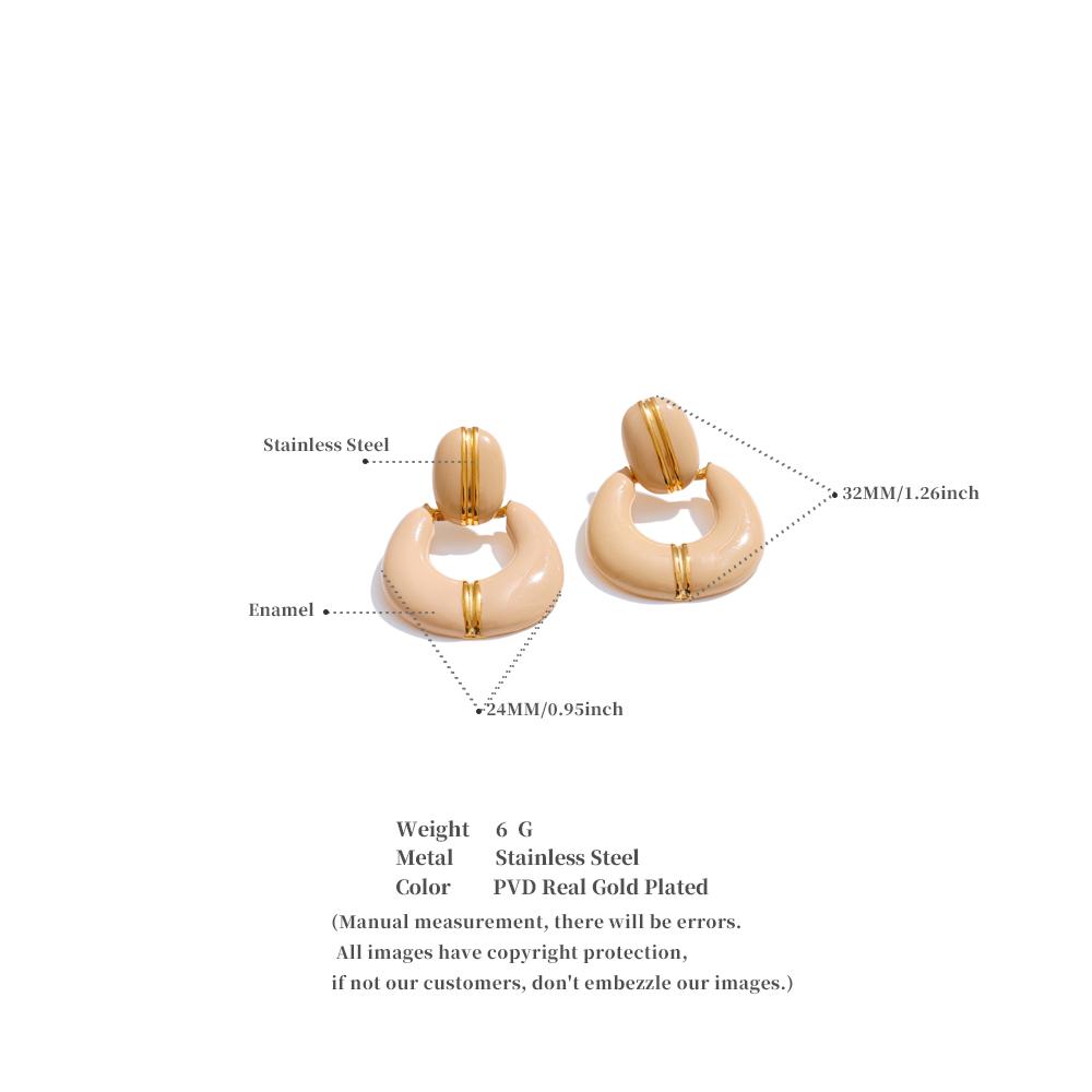 Eetit Delicate Enamel Geometric Drop Classic Fashion Statement Earrings for Women Stainless Steel Daily Attractive Jewelry Gift