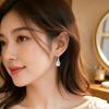 Water Drop Moonstone Ear Hooks, Simple, Light Luxury, High-end Earrings, Temperament and Versatile Ins Style Jewelry