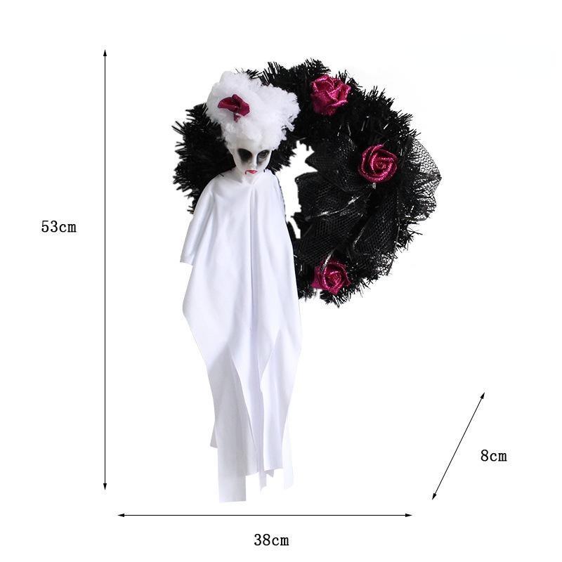 Halloween Party Decor For Home Black White Ghost Wreath Wall Hanging Ornament Halloween Party Home Decoration Props 2023 New