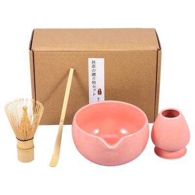 4Pcs Ceramic Matcha Whisk Set 500ML Elegant Bamboo Matcha Making Kit with Whisk Stand Scoop Bowl Tea Set for Beginner Tea Lovers