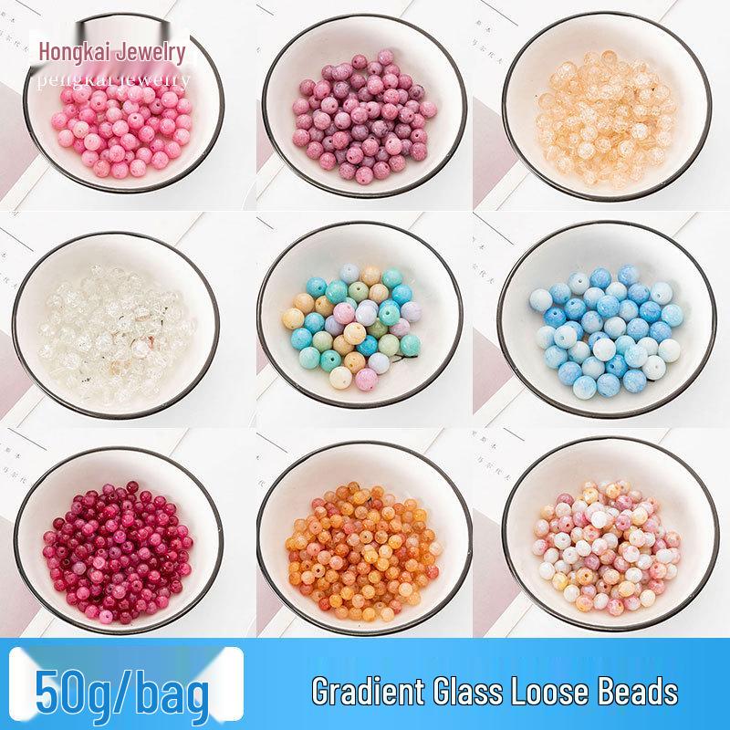 

6.5-10mm Multicolor Glass Beads for DIY Bracelet and Necklace Jewelry Making 50g