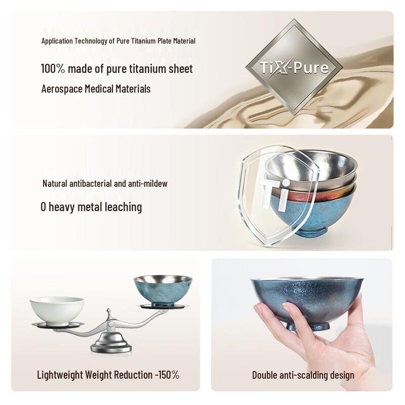 Lightweight Pure Titanium High-Foot Bowl