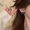 Autumn and winter flocking leopard print love earrings women's retro stud earrings unique temperament earrings