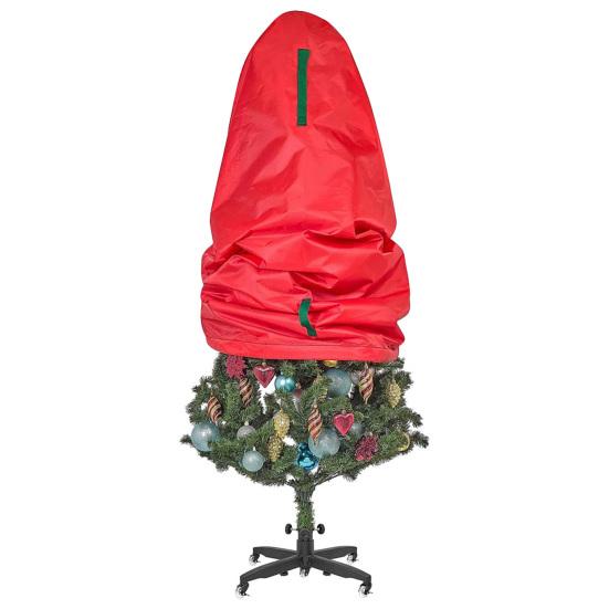 Upright Christmas Tree Cover Tear Resistant Xmas Tree Storage Cover with Drawstring Zippered Dustproof Storage Bag for 5Ft or 9Ft Standing Artificial