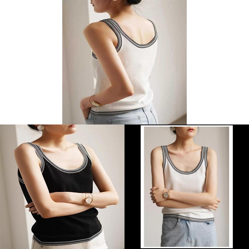 Zomer mouwloos T-shirt voor dames met kleurblokontwerp en polyester stof voor casual gebruik